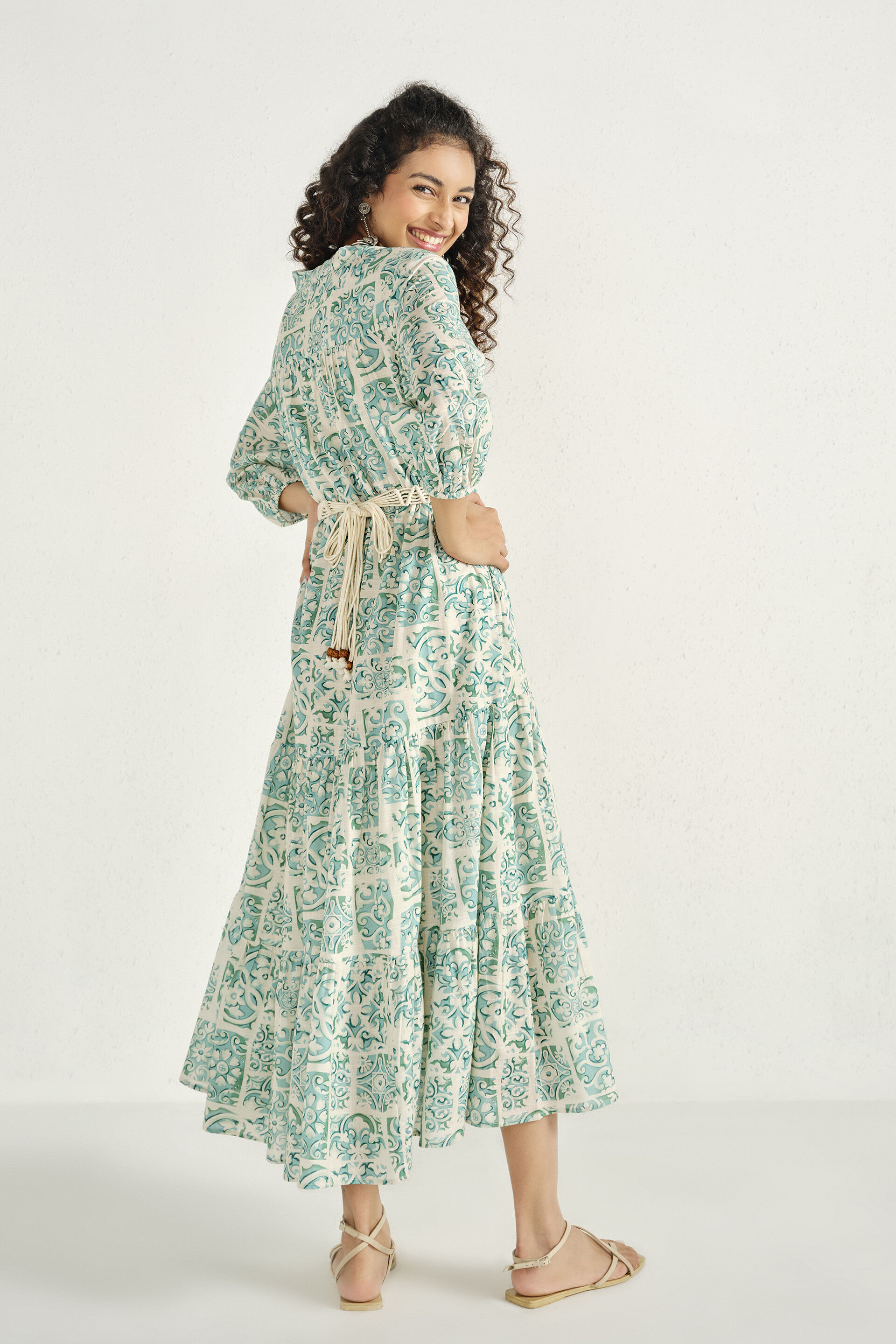 Teal Garden Tiered Dress, Teal, image 4
